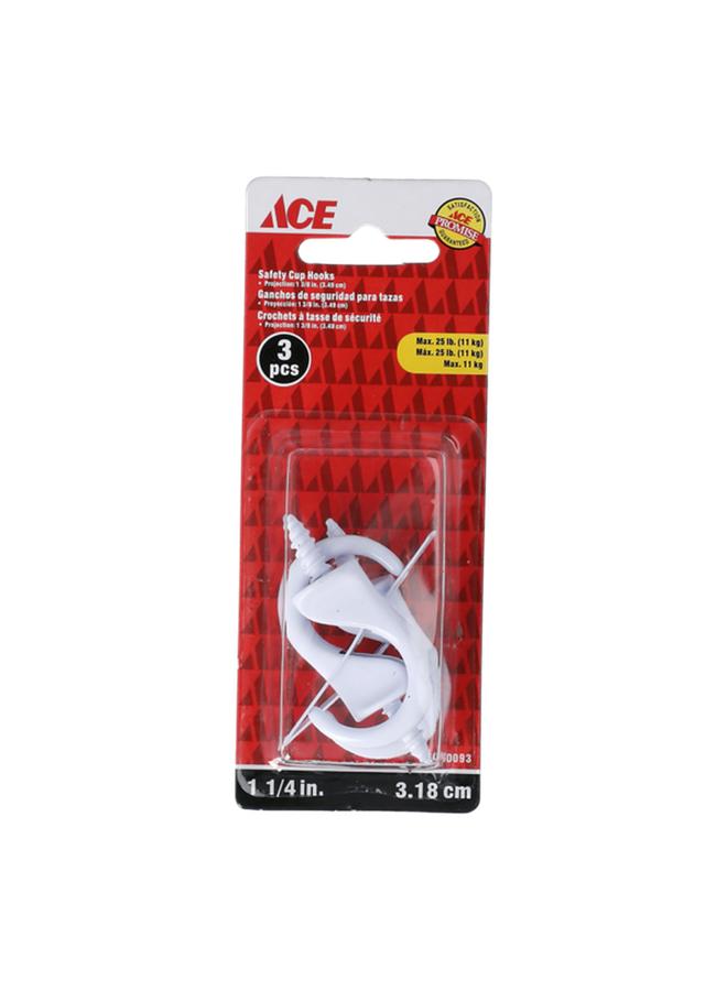 ACE Durable and Sturdy Safety Cup Hooks White 1-1/4inch TSRW-13