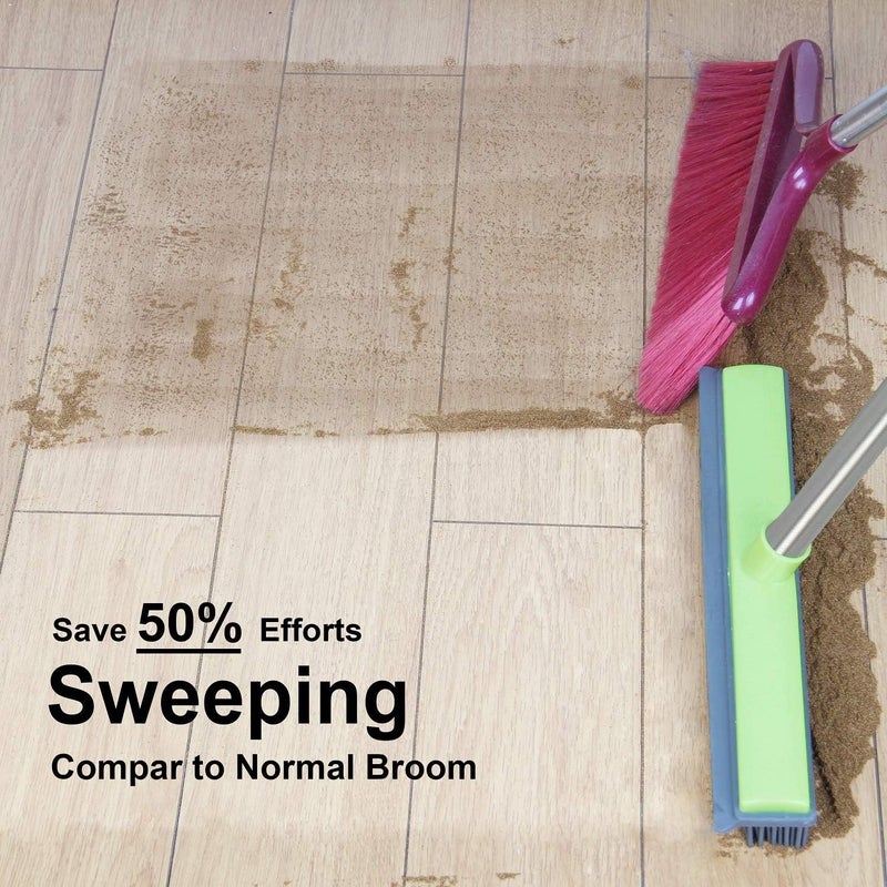 Lanhope LandHope Push Broom Long Handle Rubber Bristles Sweeper Squeegee Edge 59 inches Non Scratch Bristle Broom for Pet Cat Dog Hair Carpet Hardwood Tile Windows Clean Water Resistant (Multi Segment Handle) - Image 3