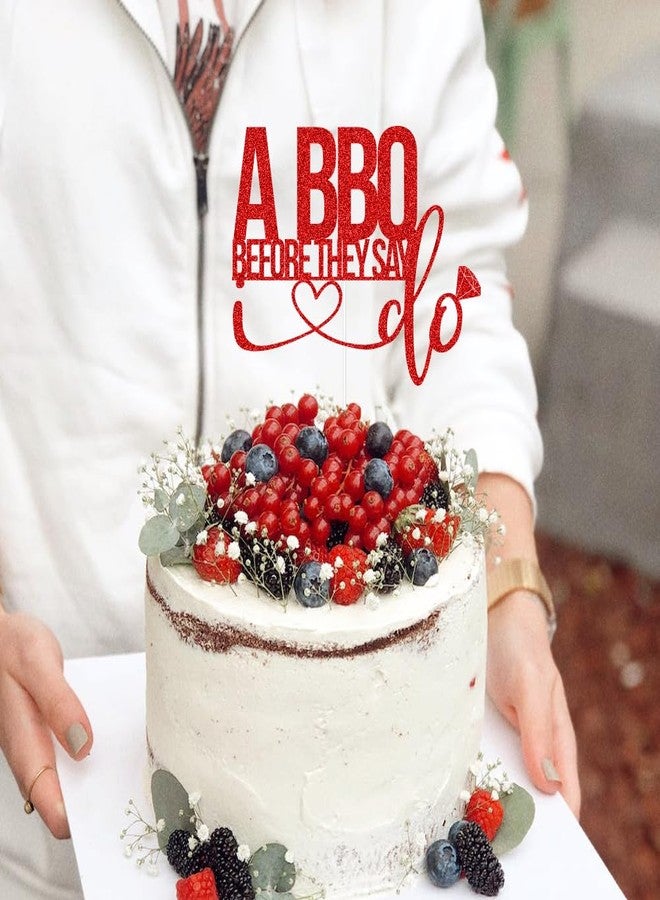 ZLPDS I Do BBQ Cake Topper BBQ Themed Wedding Engagement Bridal Shower Bachelorette Rehearsal Dinner Party Decorations Red Glitter - Image 5