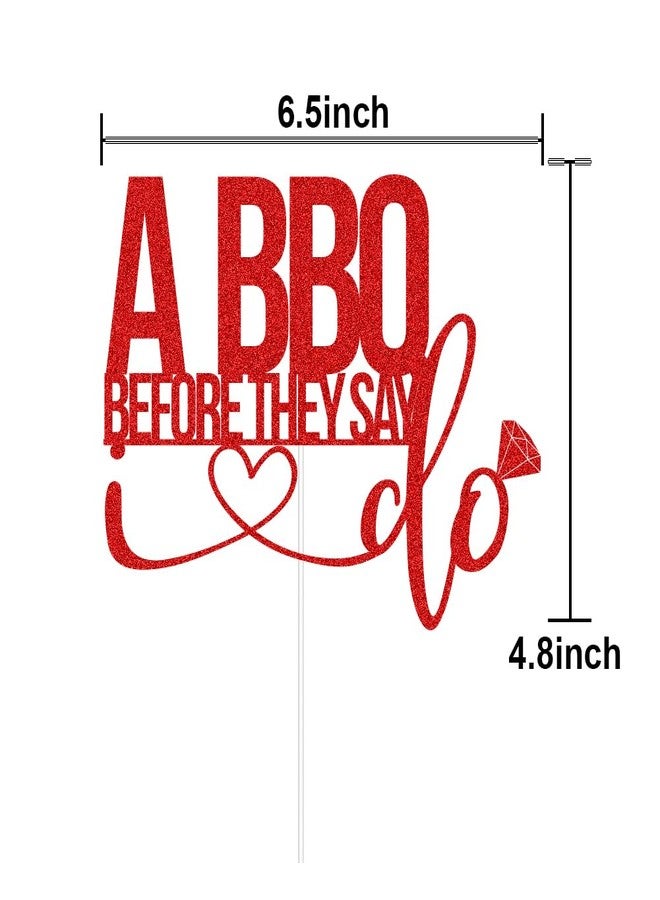 ZLPDS I Do BBQ Cake Topper BBQ Themed Wedding Engagement Bridal Shower Bachelorette Rehearsal Dinner Party Decorations Red Glitter - Image 2