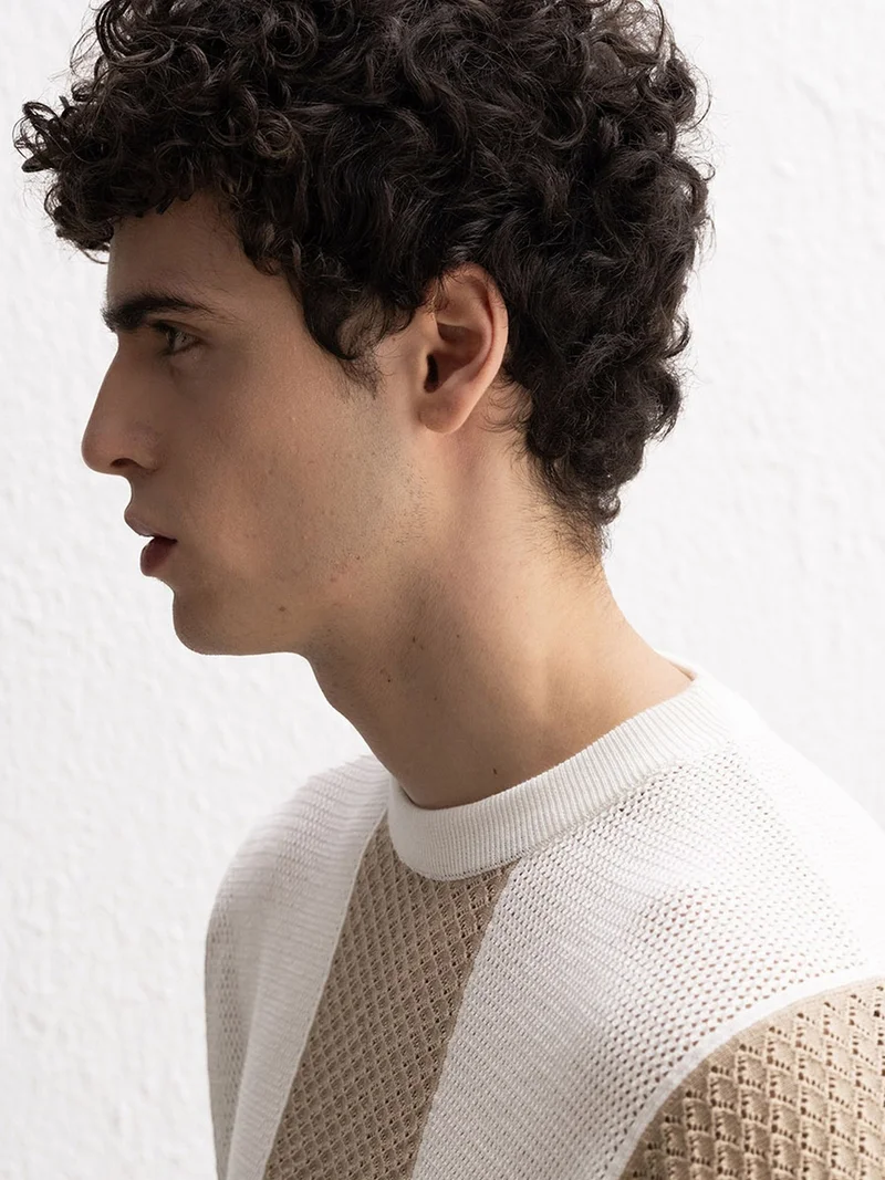 Giesto GIESTO Striped Knitwear Crew Neck T-Shirt