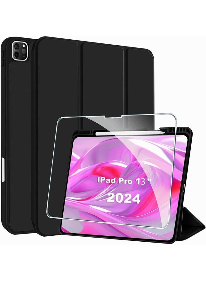 Raxoom 2024 iPad Pro 13 Inch (7th Gen) Case with Tempered Screen Protector â€“ Slim Trifold Stand, Magnetic Attachment - Image 1