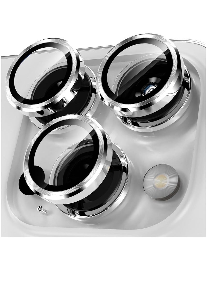 Raxoom iPhone 15 Pro - iPhone 15 Pro Max Camera Lens Protector, 9H Tempered Glass Camera Cover Screen Protector Metal Individual Ring for iPhone 15Pro 6.1 inch iPhone 15 ProMax 6.7 inch (White Titanium) - Image 1