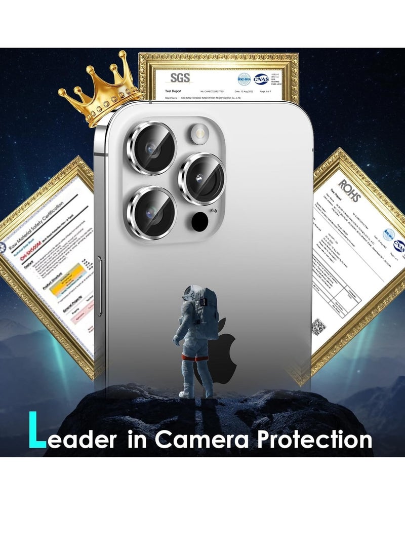 Raxoom iPhone 15 Pro - iPhone 15 Pro Max Camera Lens Protector, 9H Tempered Glass Camera Cover Screen Protector Metal Individual Ring for iPhone 15Pro 6.1 inch iPhone 15 ProMax 6.7 inch (White Titanium) - Image 4