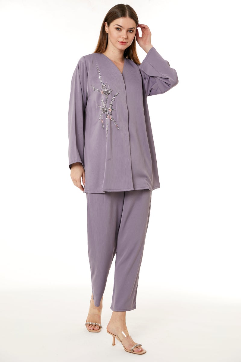Moistreet V-Neck Top & Pant Set - Image 2