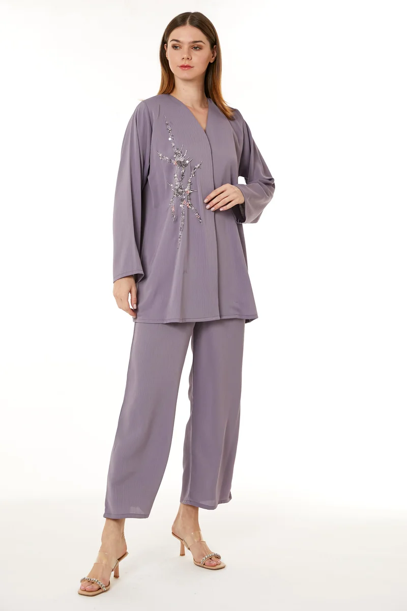 Moistreet  V-Neck Top & Pant Set for Women | Best Price UAE