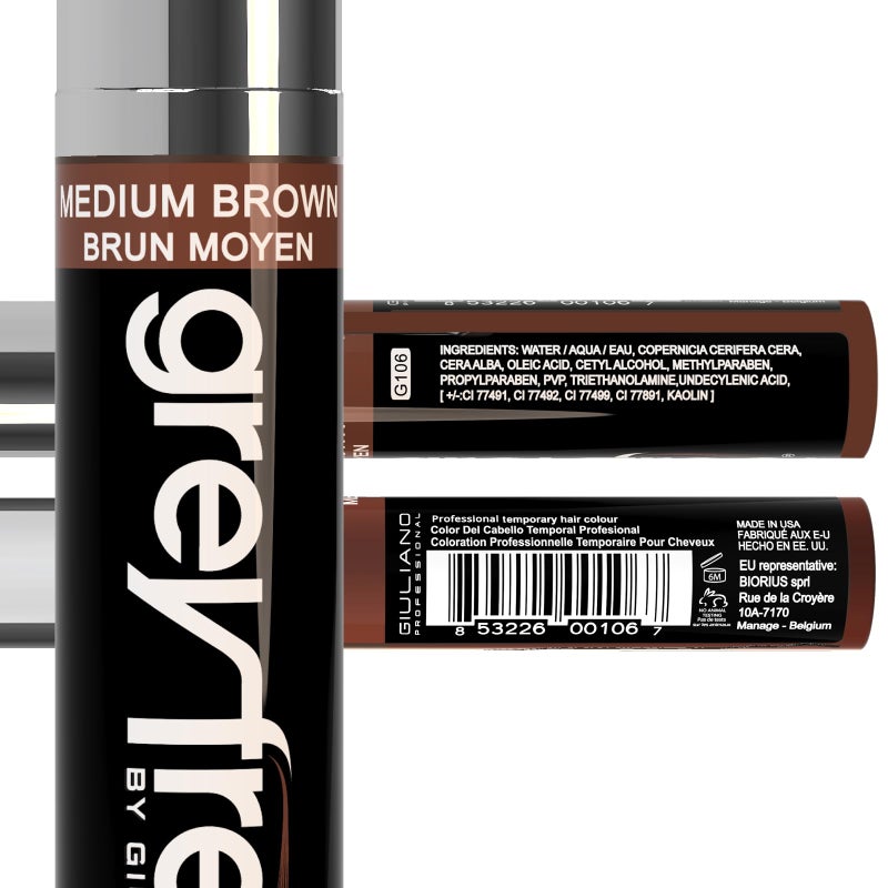 Greyfree Root touch up hair mascara temporary cover conceal gray roots hair lines eyebrows mens mustache and beards Medium-Brown - Image 2