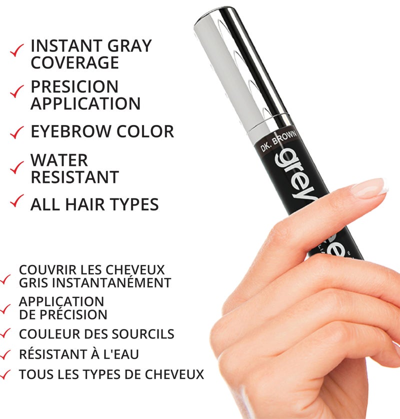 Greyfree Root touch up hair mascara temporary cover conceal gray roots hair lines eyebrows mens mustache and beards Medium-Brown - Image 5