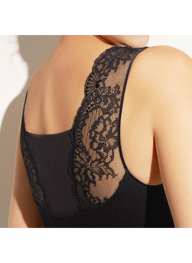 AIMER Lace Mesh V-Neck Concealed Cup Camisole With No Bra Needed - Image 3