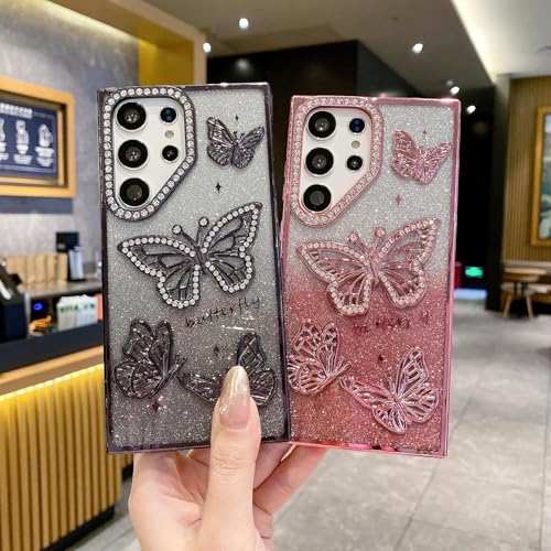 Elzzi Electroplated Butterfly Phone Cover for Samsung S24 Ultra Case, Showcasing Pearlescent Diamond Soft TPU, Camera Protection, Shockproof, Dropresistant Stylish for Girls & Women (Gold) - Image 5