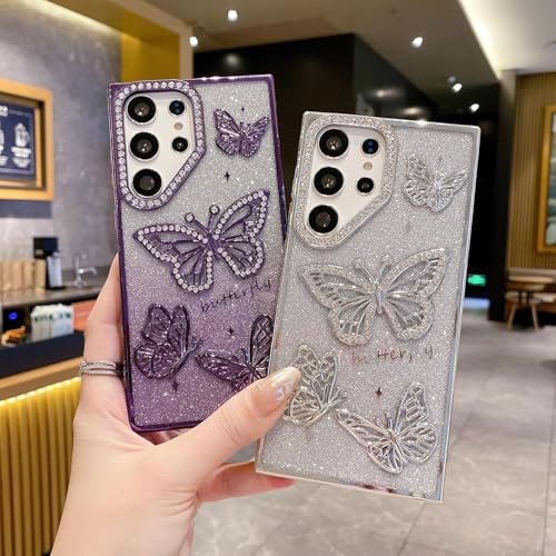 Elzzi Electroplated Butterfly Phone Cover for Samsung S24 Ultra Case, Showcasing Pearlescent Diamond Soft TPU, Camera Protection, Shockproof, Dropresistant Stylish for Girls & Women (Gold) - Image 4