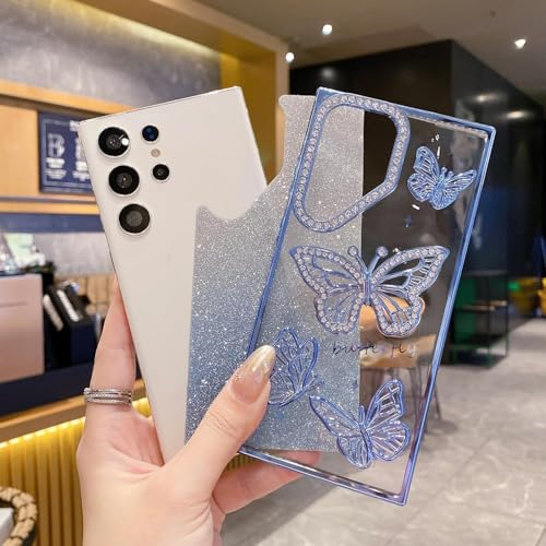 Elzzi Electroplated Butterfly Phone Cover for Samsung S24 Ultra Case, Showcasing Pearlescent Diamond Soft TPU, Camera Protection, Shockproof, Dropresistant Stylish for Girls & Women (Gold) - Image 2
