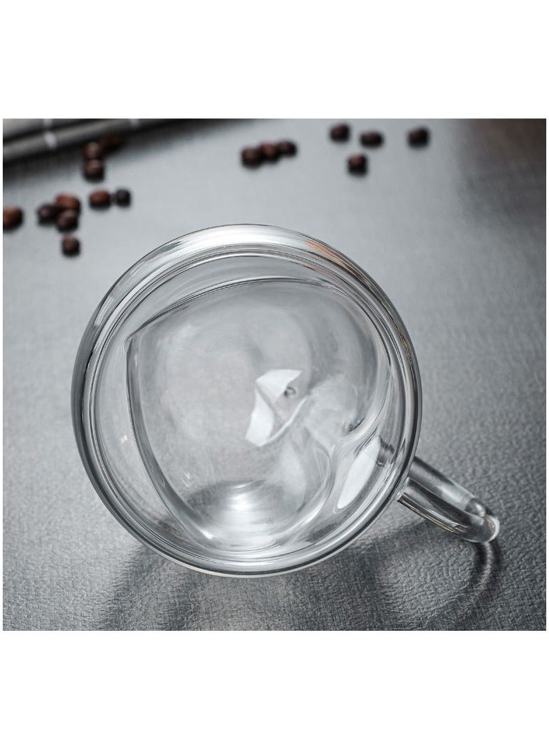 2 Pack Heart Shaped Double Walled Insulated Glass Coffee Mugs or Aesthetic Tea Cups, Double Wall Glass 250ml, Clear  - Image 3