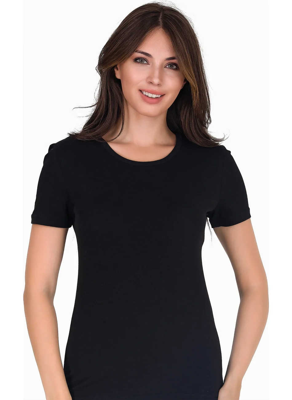 Sensu Women's Crew Neck Basic T-Shirt Black Color TSR1005