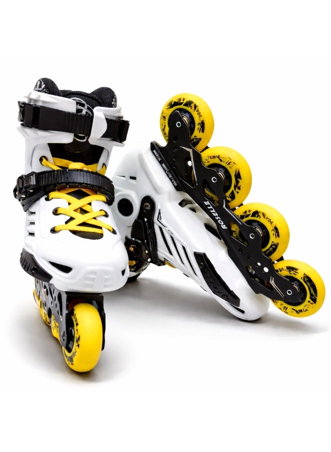 ROSELLE Professional Inline Skates with Aluminum Alloy Frame, ILQ-9 Bearings, 80mm 85A Wheels, Adjustable Buckle & Power Strap – Unisex Adult Fitness Roller Skates - Image 4