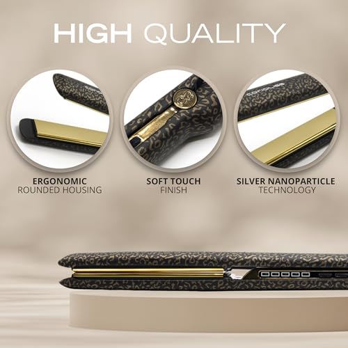 Corioliss C3 Hair Straightener Flat Iron Professional for Hair Titanium Plates Control Temperature Women (Leopard Gold Soft Touch) - Image 4