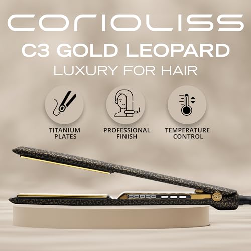 Corioliss C3 Hair Straightener Flat Iron Professional for Hair Titanium Plates Control Temperature Women (Leopard Gold Soft Touch) - Image 2