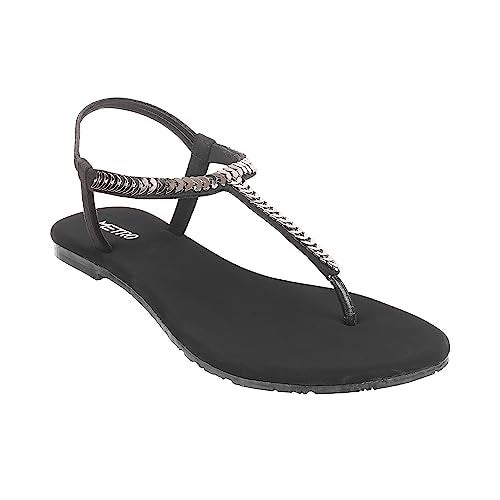 Metro Women Black Flat Fashion Sandal UK/7 EU/40 (33-96) - Image 2