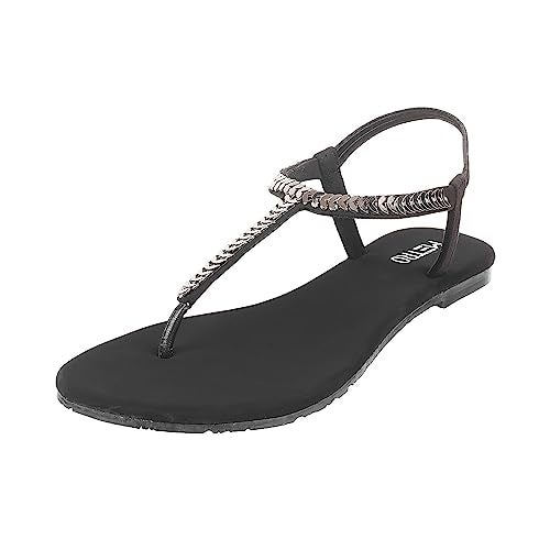 Metro Women Black Flat Fashion Sandal UK/7 EU/40 (33-96) - Image 1