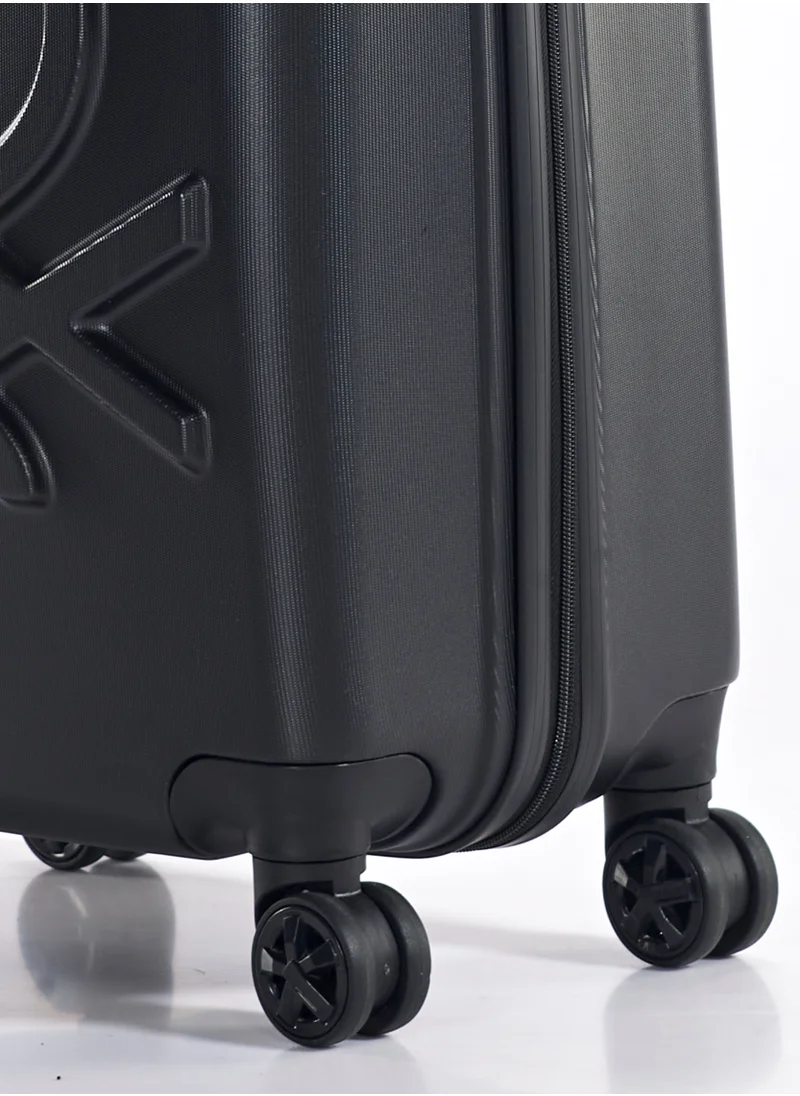 UNITED COLORS OF BENETTON BNTA-202 Premium Quality Set of 3 Luggage with TSA Lock| Material- Acrylonitrile Butadiene Styrene| Adjustable Trolley Handle | Smooth Dual Wheels 360degree rotate| Cabin, Medium, Large| Black