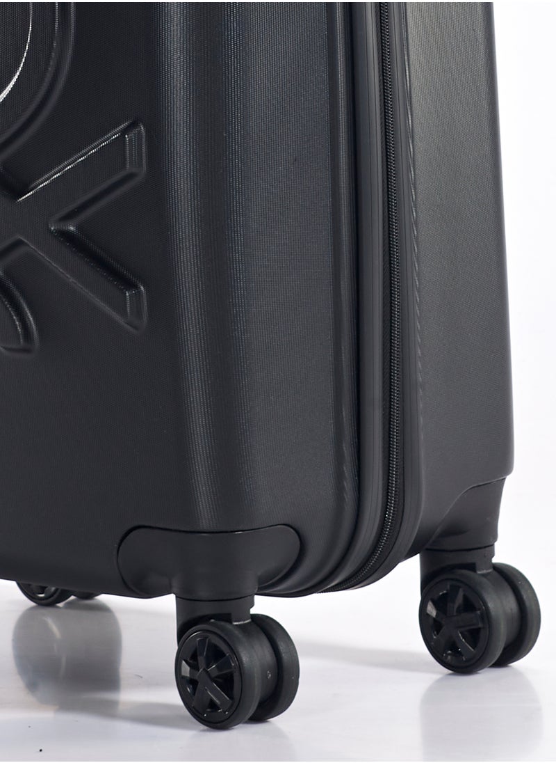 UNITED COLORS OF BENETTON - BNTA-202 Premium Quality Set of 3 Luggage with TSA Lock| Material- Acrylonitrile Butadiene Styrene| Adjustable Trolley Handle | Smooth Dual Wheels 360degree rotate| Cabin, Medium, Large| Black - Image 1