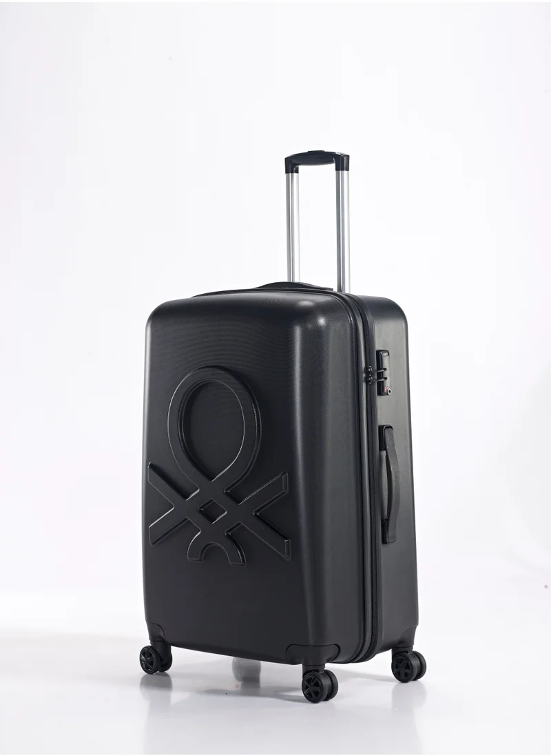 UNITED COLORS OF BENETTON BNTA-202 Premium Quality Set of 3 Luggage with TSA Lock| Material- Acrylonitrile Butadiene Styrene| Adjustable Trolley Handle | Smooth Dual Wheels 360degree rotate| Cabin, Medium, Large| Black