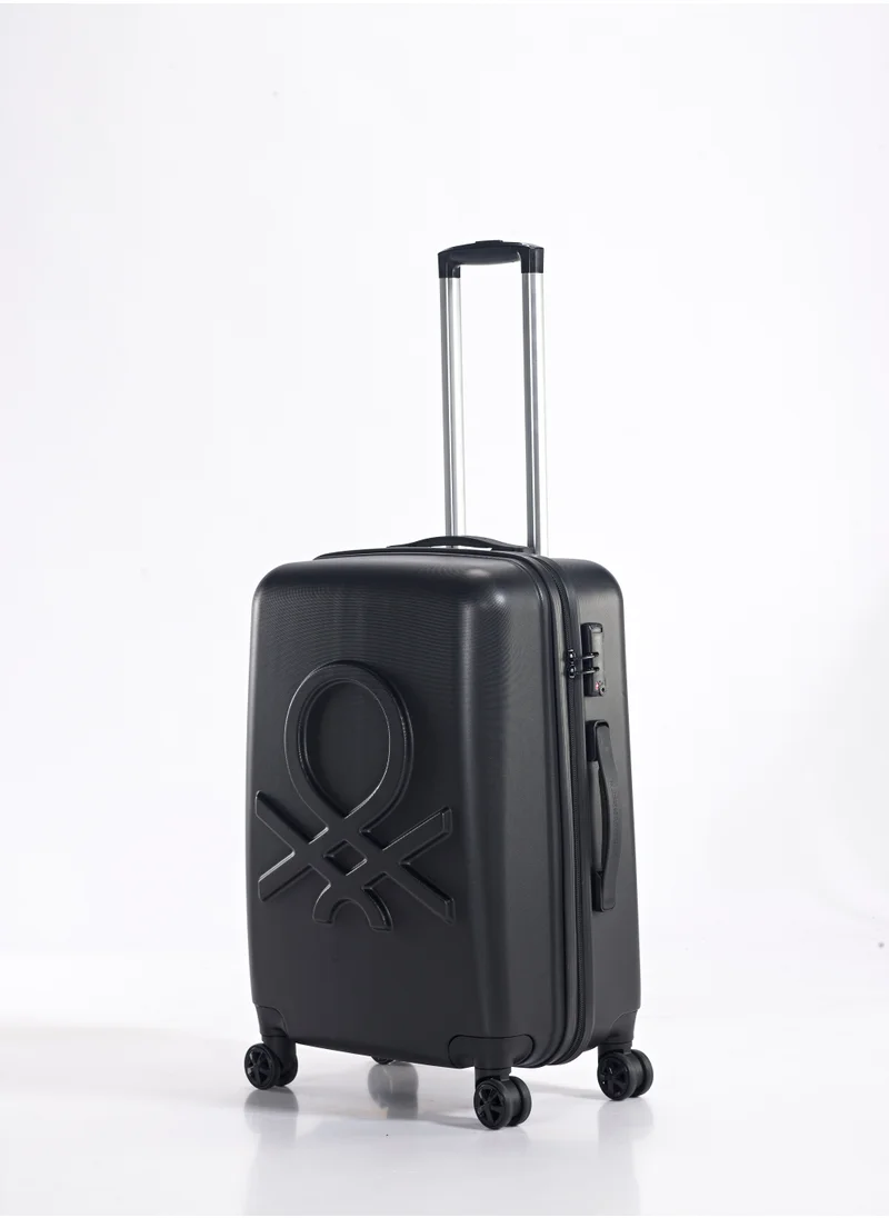UNITED COLORS OF BENETTON BNTA-202 Premium Quality Set of 3 Luggage with TSA Lock| Material- Acrylonitrile Butadiene Styrene| Adjustable Trolley Handle | Smooth Dual Wheels 360degree rotate| Cabin, Medium, Large| Black