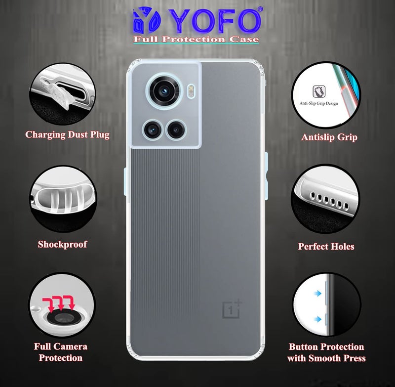 YOFO Back Cover for OnePlus 10R (5G) (Flexible|Silicone|Transparent|Dust Plug|Camera Protection|Professonal Cover) - Image 2