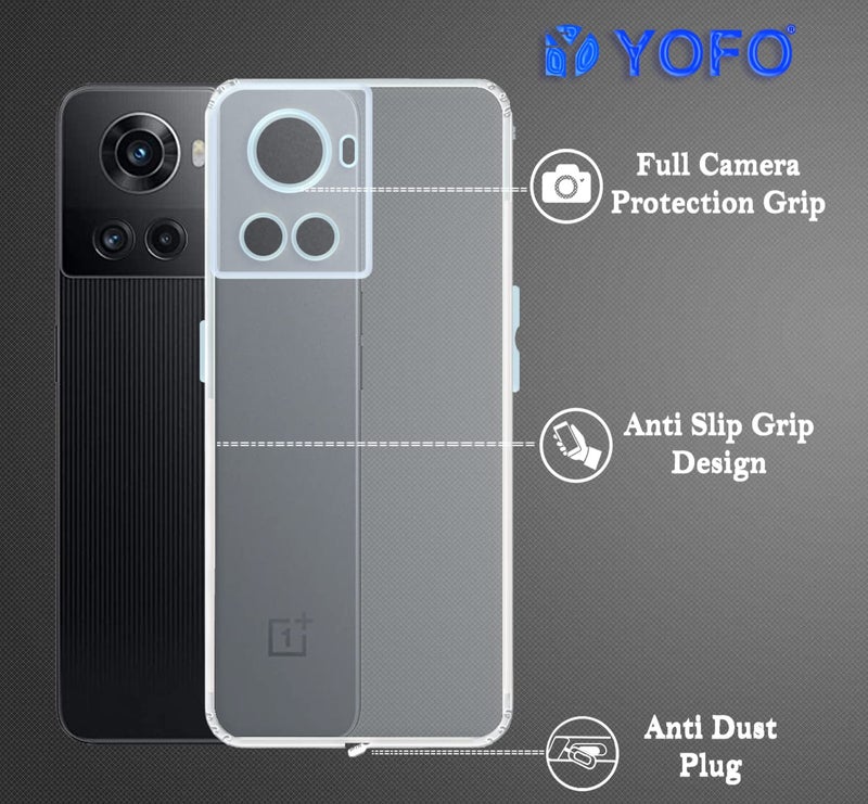 YOFO Back Cover for OnePlus 10R (5G) (Flexible|Silicone|Transparent|Dust Plug|Camera Protection|Professonal Cover) - Image 3
