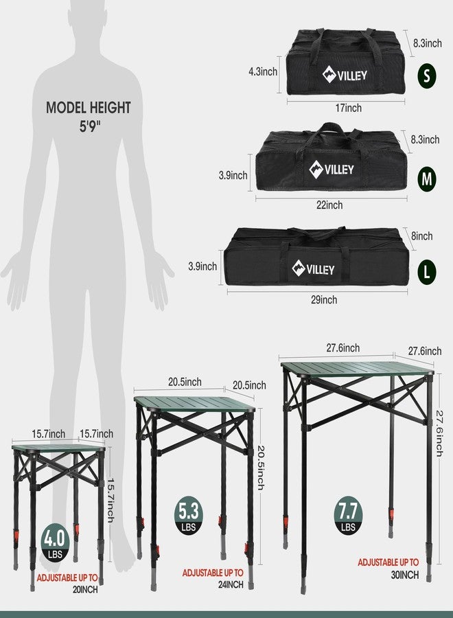 VILLEY Aluminum Folding Square Table with Carry Bag (Green,S) - Image 3