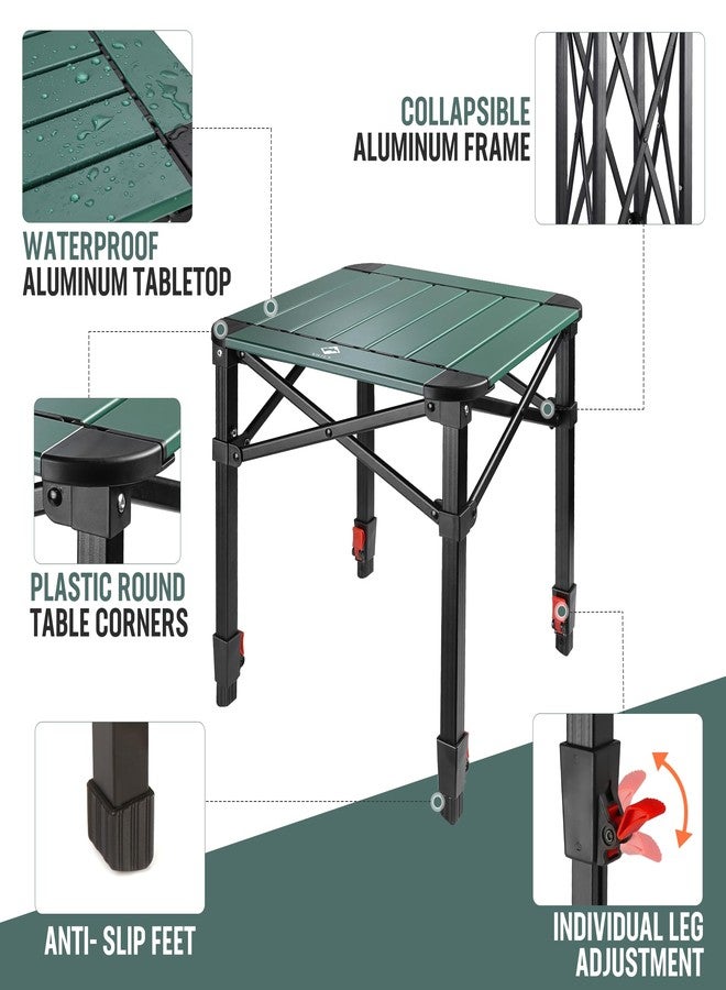 VILLEY Aluminum Folding Square Table with Carry Bag (Green,S) - Image 4