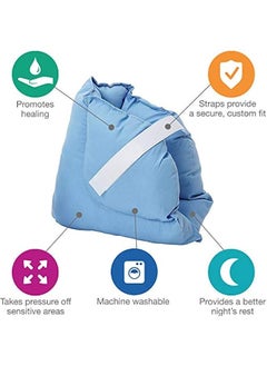 Generic Heel Cushion Protector Pillow to Relieve Pressure from Sores and Ulcers, Foot Pillow, FSA HSA Eligible, Adjustable in Size, Blue, White, Sold as a Set of 2  - Image 2