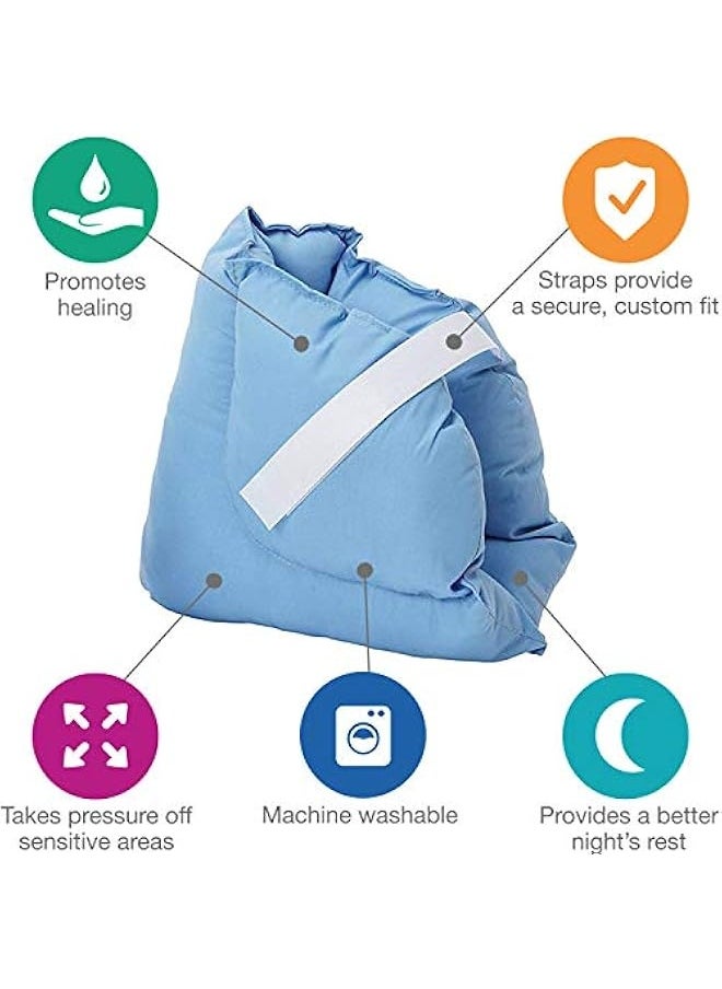 Generic - Heel Cushion Protector Pillow to Relieve Pressure from Sores and Ulcers, Foot Pillow, FSA HSA Eligible, Adjustable in Size, Blue, White, Sold as a Set of 2 - Image 1