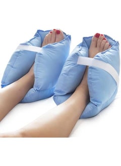 Generic Heel Cushion Protector Pillow to Relieve Pressure from Sores and Ulcers, Foot Pillow, FSA HSA Eligible, Adjustable in Size, Blue, White, Sold as a Set of 2  - Image 1