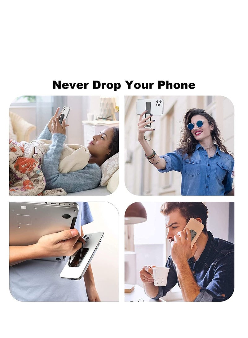 SYOSI Finger Grip Phone Holder Magnetic Phone Grip Holder Stand Finger Kickstand, Tablet Stands, Ultra-Thin 360° Rotation Phones Back Grip Foldable for Hand Bed Universal Magnetic Car Mount  Metal Black - Image 4