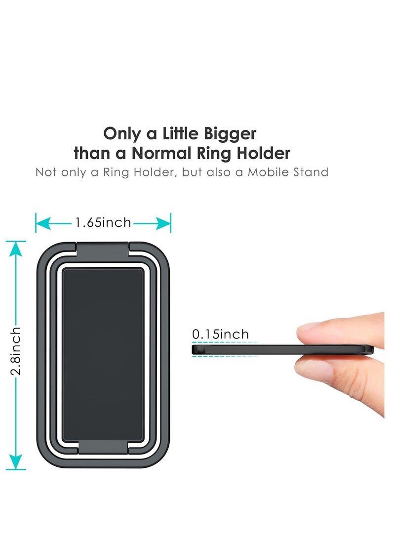 SYOSI Finger Grip Phone Holder Magnetic Phone Grip Holder Stand Finger Kickstand, Tablet Stands, Ultra-Thin 360° Rotation Phones Back Grip Foldable for Hand Bed Universal Magnetic Car Mount  Metal Black - Image 3