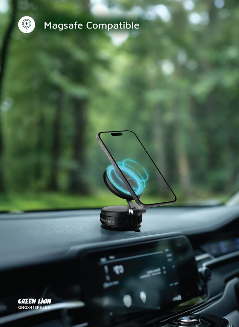 GREEN LION GX-41 MagSafe Suction Phone Holder with 360 ° Rotation / Phone Mount / Mobile Phone Holder / Car Phone Holder / Swivel Lock Base - Black - Image 3