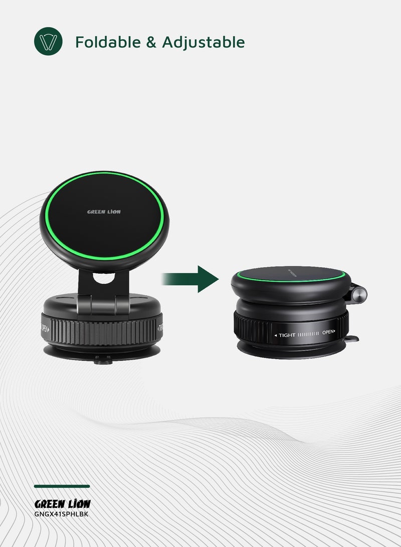 GREEN LION GX-41 MagSafe Suction Phone Holder with 360 ° Rotation / Phone Mount / Mobile Phone Holder / Car Phone Holder / Swivel Lock Base - Black - Image 5