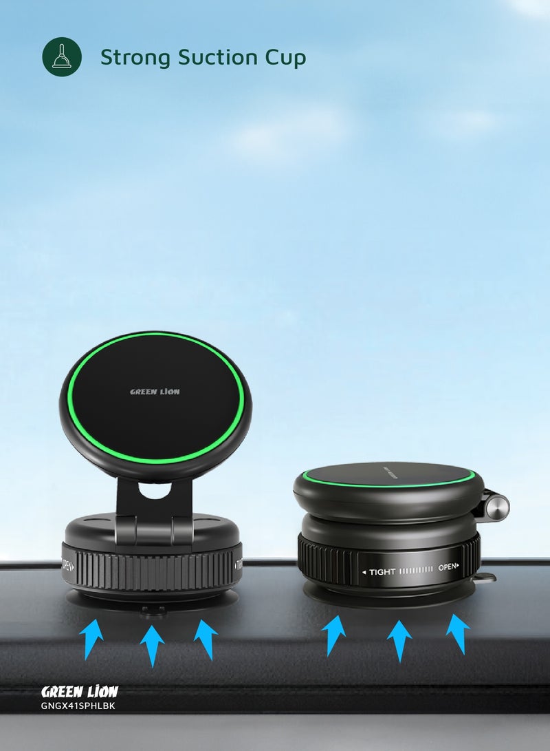 GREEN LION GX-41 MagSafe Suction Phone Holder with 360 ° Rotation / Phone Mount / Mobile Phone Holder / Car Phone Holder / Swivel Lock Base - Black - Image 4