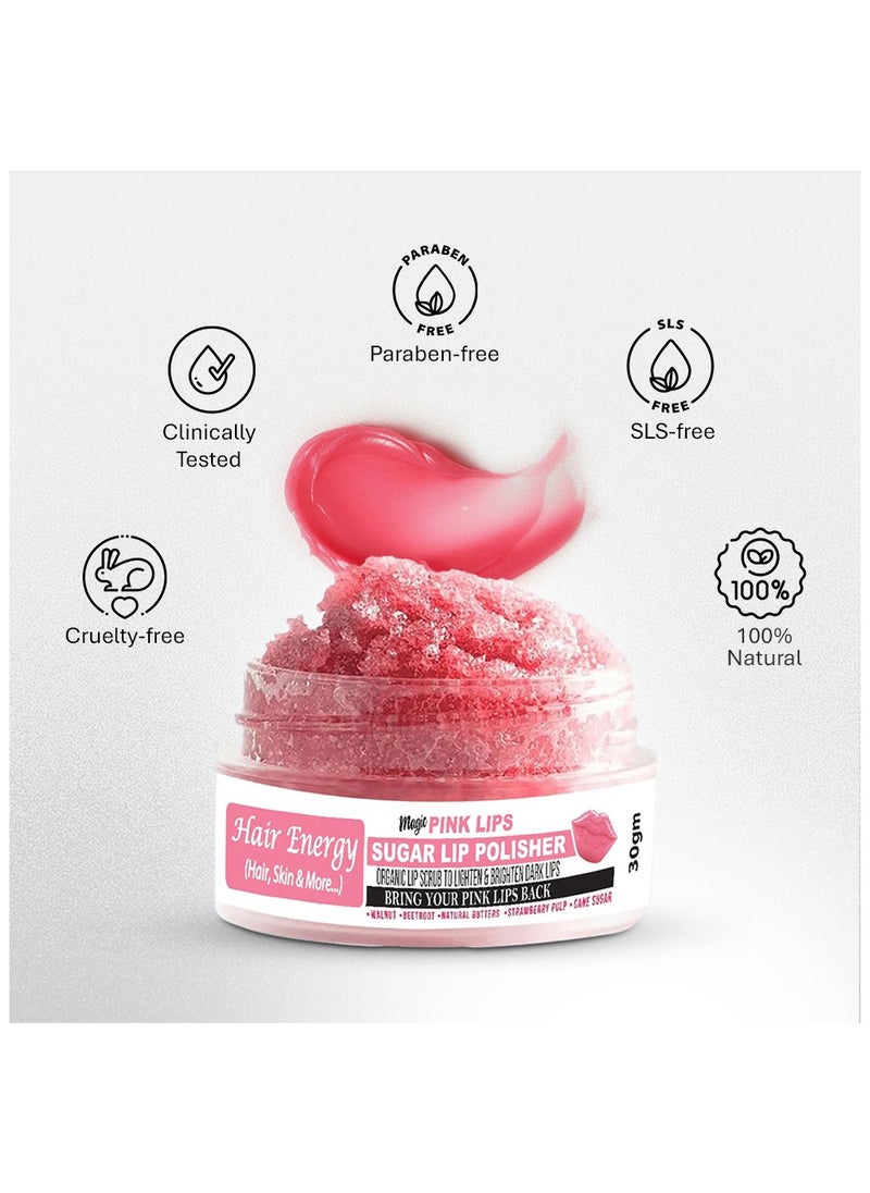 Hair Energy Hair Energy - Magic Pink Lips - Sugar Lip Polisher | Organic Lip Scrub to Lighten & Brighten Dark Lips | Hydrating & Exfoliating | Ideal for All Skin Types | 30gms  - Image 5