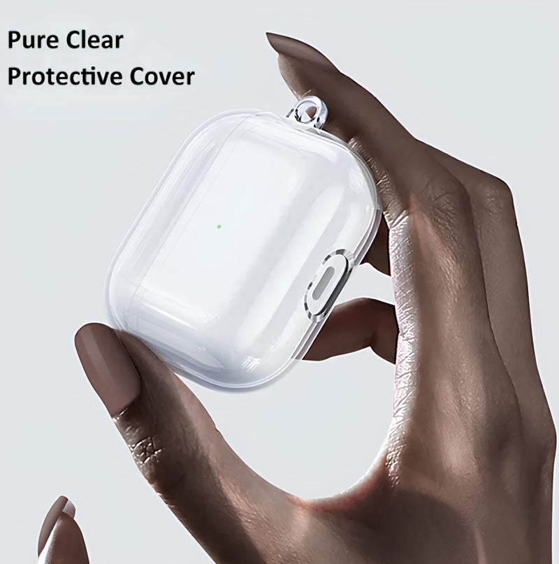 skysia Transparent Case for Airpods 4 – Clear Soft Silicone Protective Cover with Keychain, Shockproof, Anti-Yellowing, LED Visible, Wireless Charging Support (Pack of 1) - Image 4