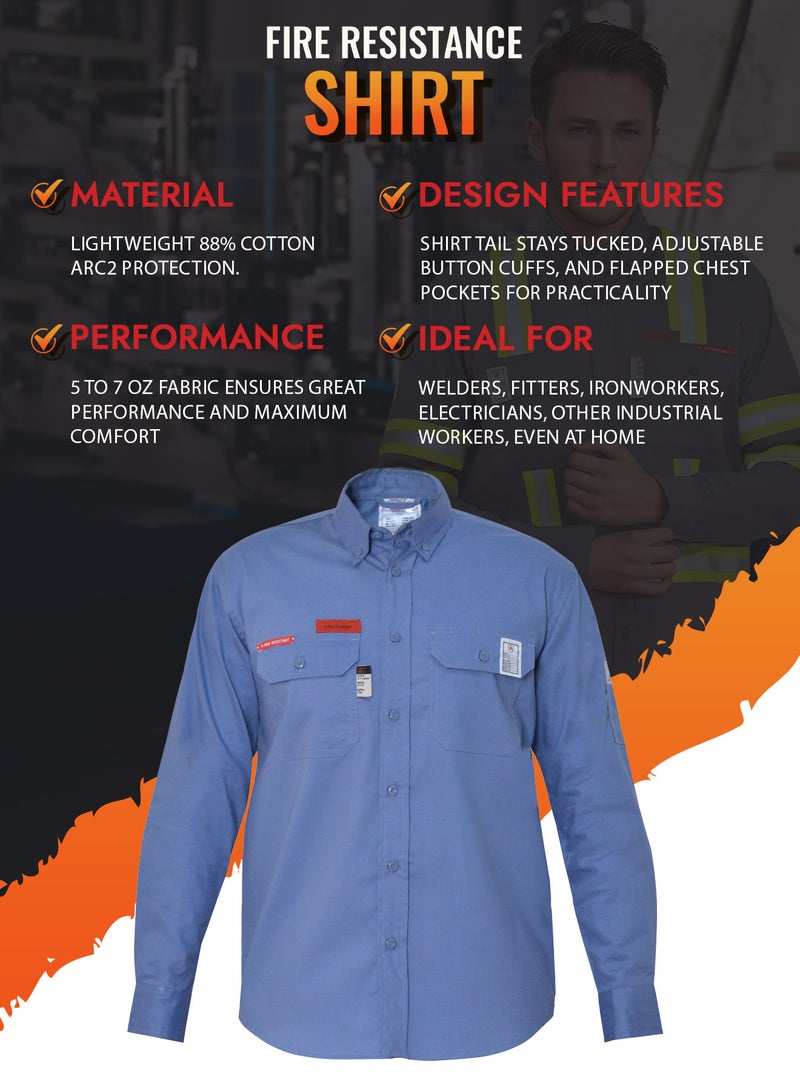 Secure Wear Lightweight FR Welding Shirt for Men - 6.5oz Fire-Resistant Twill Cotton - NFPA2112 Compliant - Durable for 50 Washes  - Image 2