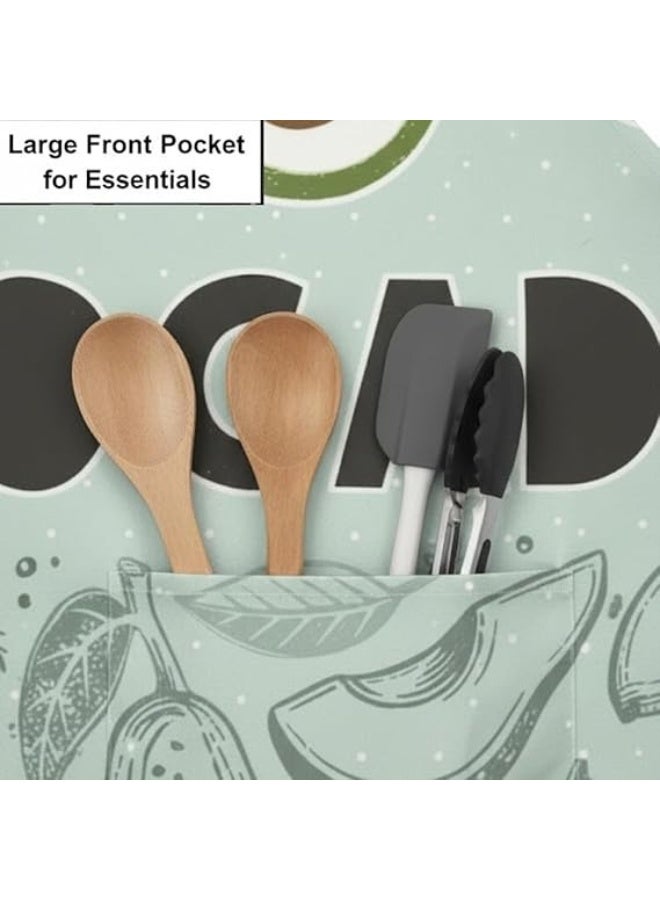 لوكاداه مريلة مطبخ للطبخ والخبز - مريلة طاهٍ قابلة للتعديل مقاومة للزيت والماء مع جيب أمامي، مصنوعة من مادة متينة مقاومة للرذاذ للاستخدام المنزلي والمطاعم والشواء - Image 4