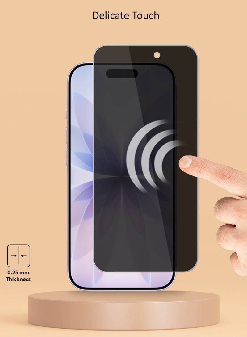 Techie 2 Pack iPhone 17 Privacy Tempered Glass Screen Protector - Premium Privacy Glass 9H Hardness 0.33 mm Rounded Edges Anti Bubbles Easy Installation - Image 4