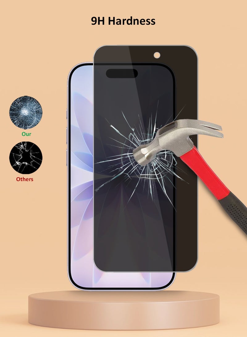 Techie 2 Pack iPhone 17 Privacy Tempered Glass Screen Protector - Premium Privacy Glass 9H Hardness 0.33 mm Rounded Edges Anti Bubbles Easy Installation - Image 3