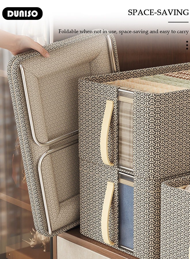 DUNISO 2 PCS Wardrobe Clothes Organizer, Foldable Drawer Closet Organizers with Mesh Window and Handle, Washable Closet Storage Basket Bins, Stackable Closet Storage Organizer, Fabric Storage Boxes for Clothing, Jeans, Bras, Leggings, Sweaters  - Image 4