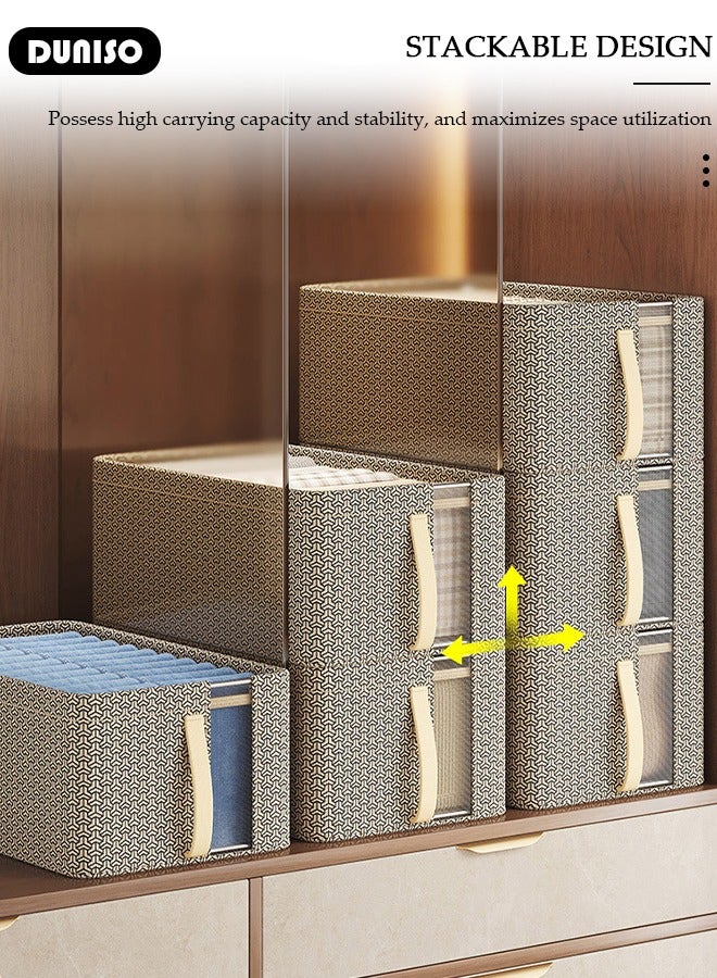 DUNISO 2 PCS Wardrobe Clothes Organizer, Foldable Drawer Closet Organizers with Mesh Window and Handle, Washable Closet Storage Basket Bins, Stackable Closet Storage Organizer, Fabric Storage Boxes for Clothing, Jeans, Bras, Leggings, Sweaters  - Image 5