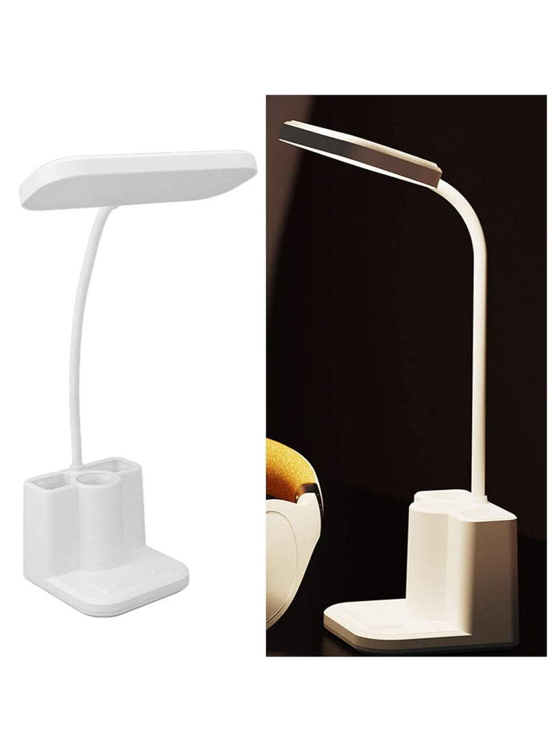 Oasisgalore LED Desk Lamp with Pen Holder, Flexible, USB Charging, 3 Pen Holders and a Phone Holder, Stepless Dimmable, for Bedroom, Study  - Image 1