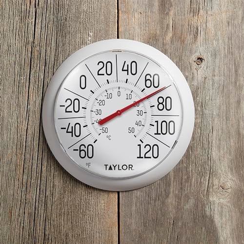 Taylor Big & Bold Indoor Outdoor Dial Thermometer, Decor for Patio, Pool, or Garage, 8.5 Inch, White Bezel - Image 5