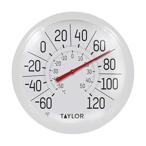 Taylor Big & Bold Indoor Outdoor Dial Thermometer, Decor for Patio, Pool, or Garage, 8.5 Inch, White Bezel - Image 1